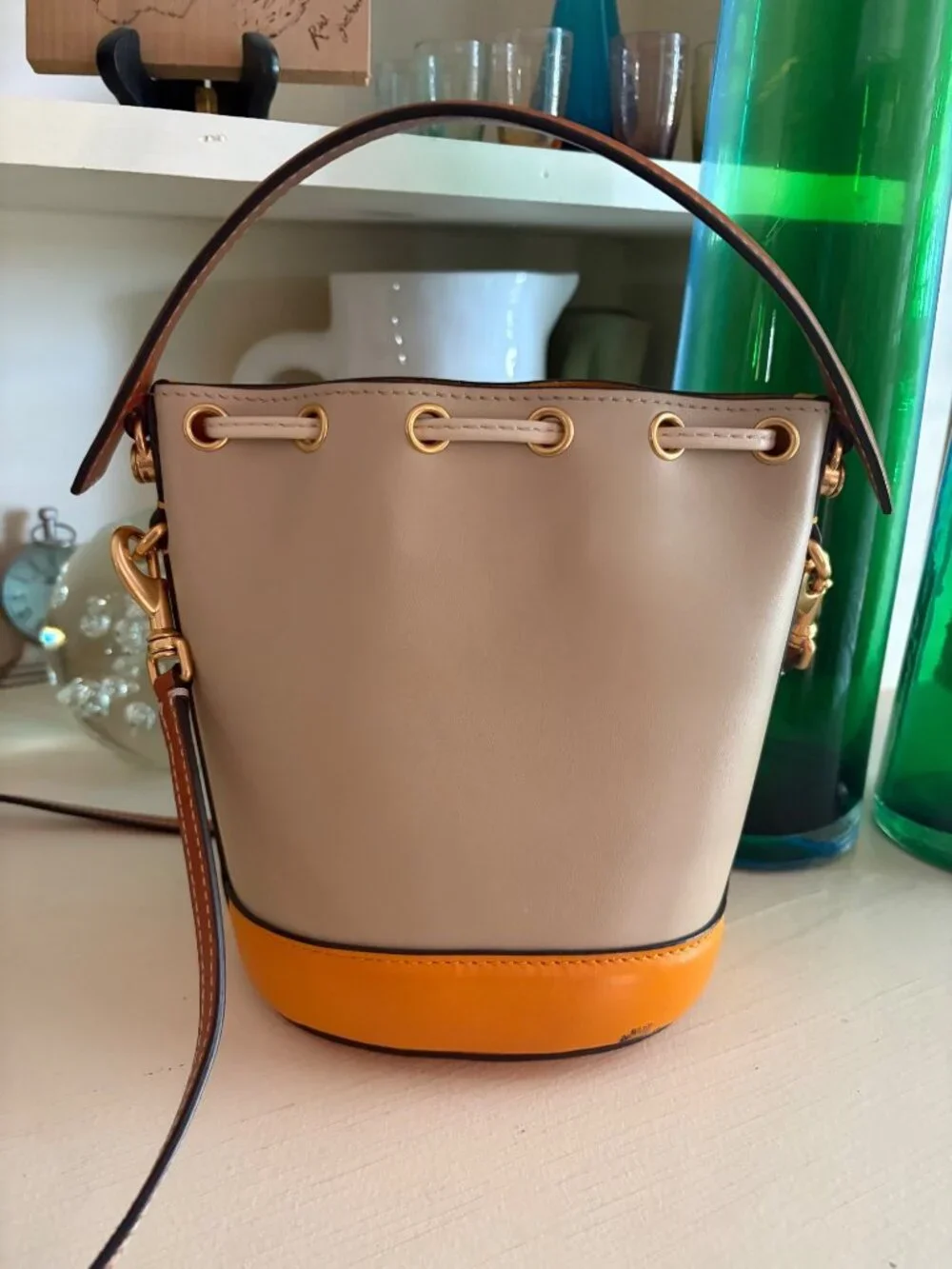 Tory Burch Colorblock Bucket Bag Multicolor Summer Crossbody Tote - Picture 4 of 15